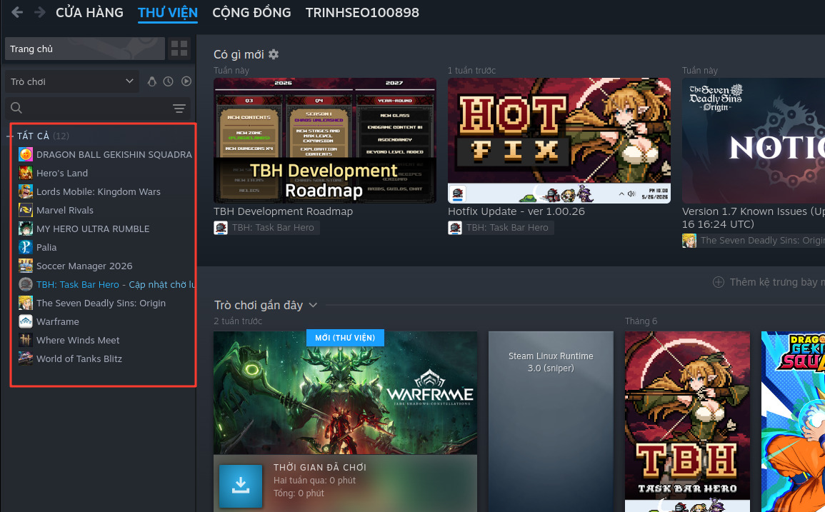 Game được mua và cài đặt thành công sẽ nằm trong thư viện