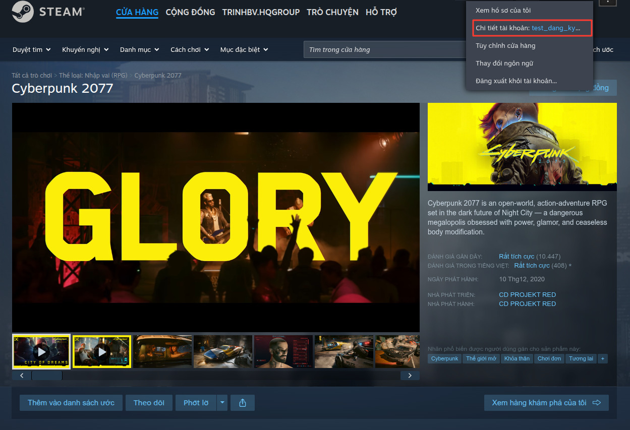 Hoàn tất đăng ký và trải nghiệm kho trò chơi của steam