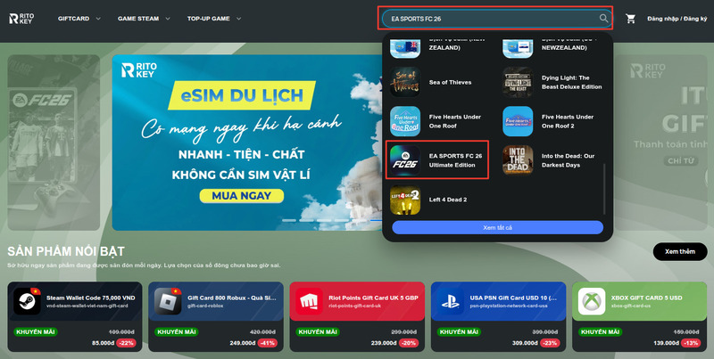 Tìm kiếm tựa game steam mà bạn muốn mua