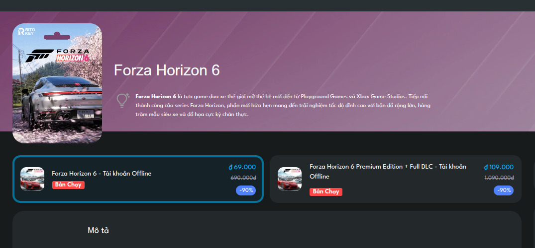 Tài Khoản Offline Forza Horizon 6 Tại RitoKey